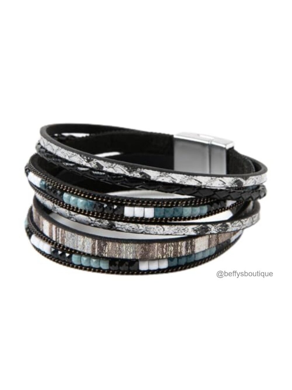 Boho Braided PU Leather Wrap Bracelet Handmade Cuff Women